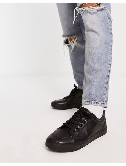 River Island lace up sneaker in black