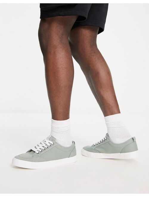 River Island canvas sneaker in sage green