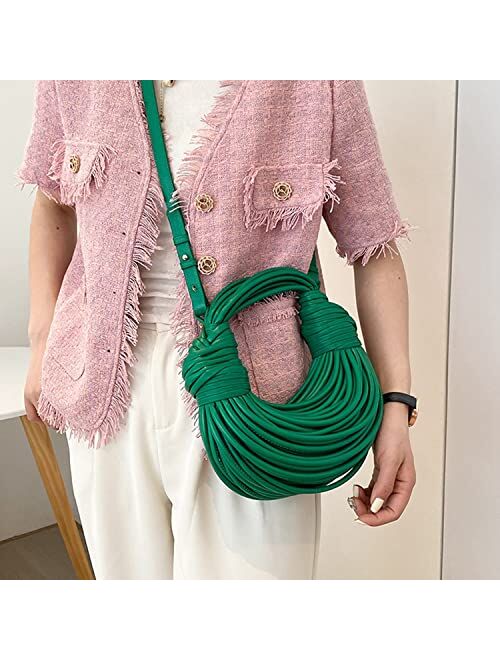 Lacelore Hand Woven Bread Handbag Women's Messenger Bag Creative Noodles Underarm Bag Leather Shoulder Bags