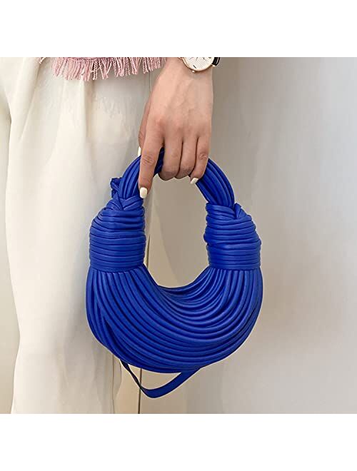 Lacelore Hand Woven Bread Handbag Women's Messenger Bag Creative Noodles Underarm Bag Leather Shoulder Bags