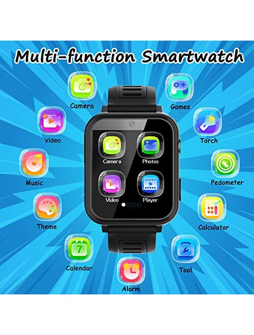 Wiszodet Smart Watch for Kids Gift for Girls Age 5-12, 1.54" Touch Screen Kids Smart Watch with HD Camera Video 24 Games Music Pedometer Flashlight Alarm Clock, Gifts for