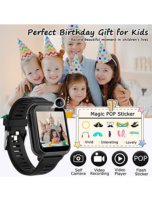 Wiszodet Smart Watch for Kids Gift for Girls Age 5-12, 1.54" Touch Screen Kids Smart Watch with HD Camera Video 24 Games Music Pedometer Flashlight Alarm Clock, Gifts for