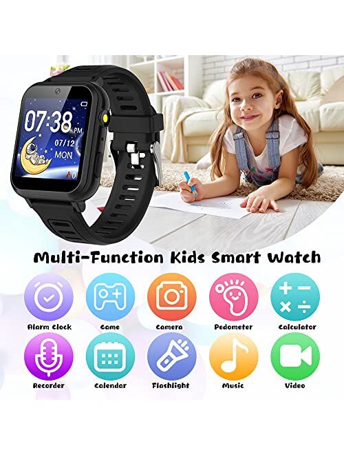 Retysaz Kids Smart Watch,24 Game Smart Watch for Kids, Fashion Smartwatches for Children 3-14 Great Gifts to Girls Boys (Blue)