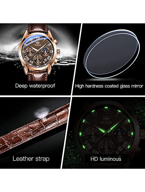 OLEVS Mens Watches Luxury Chronograph Waterproof Luminous Analog Quartz Classic Business Sports Watch Watch for Men