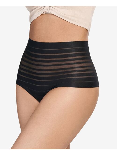 LEONISA Women's Lace Stripe High-Waisted Cheeky Hipster Panty