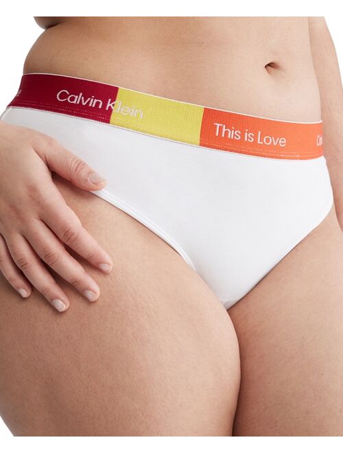 CALVIN KLEIN Plus Size Pride This Is Love Colorblocked Thong Underwear QF7279