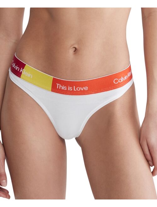 CALVIN KLEIN Women's Pride This Is Love Colorblocked Thong Underwear QF7255