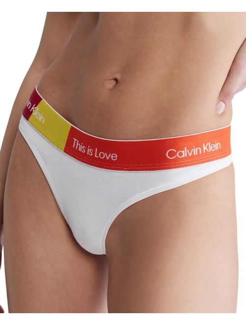CALVIN KLEIN Women's Pride This Is Love Colorblocked Thong Underwear QF7255