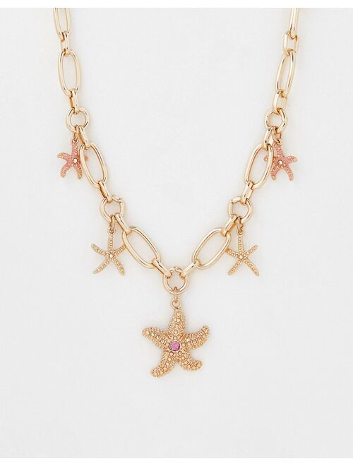 River Island starfish necklace in gold tone