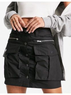 utility mini skirt in black