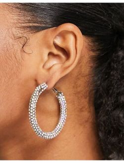 iridescent crystal drench hoop earrings