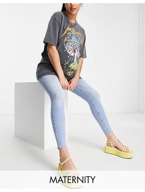 River Island Maternity high rise skinny jeans in blue