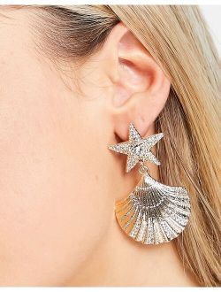 shell drop earrings in gold tone