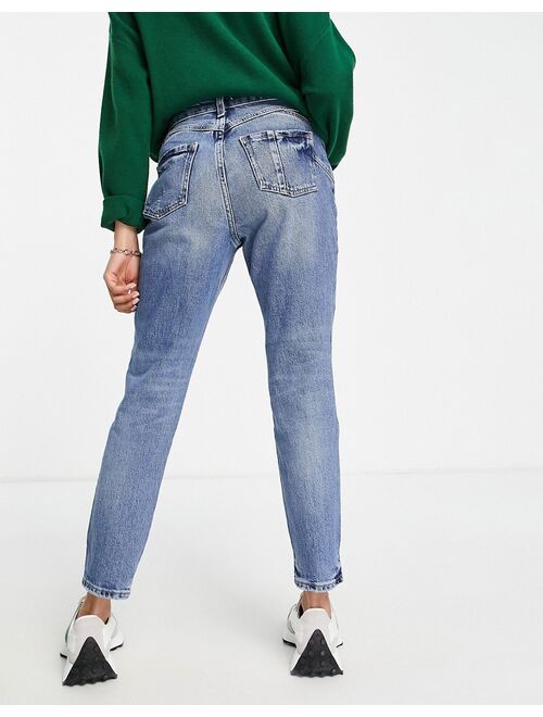 River Island Petite Carrie mom high waisted jeans in medium blue