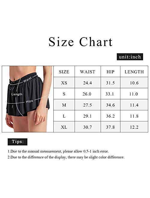 Sovtemp Womens 2 in 1 Flowy Shorts Quick-Dry Running Yoga Shorts Drawstring Fitness Workout Athletic Shorts