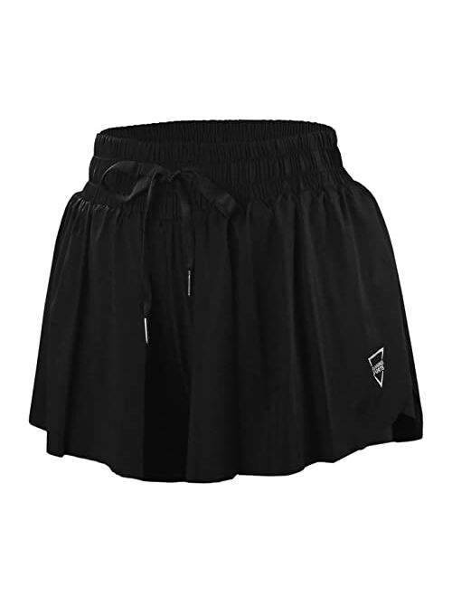 Gagaben Butterfly Shorts 2 in 1 Flowy Running Shorts for Women Gym Yoga Athletic Workout Biker Spandex Lounge Sweat Skirt Summer