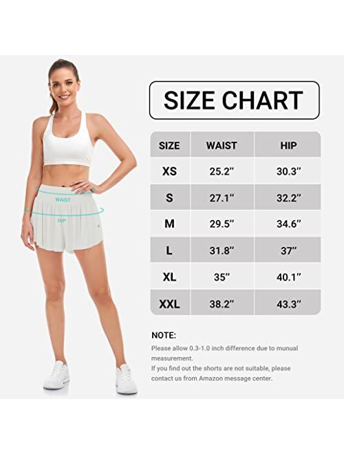 Mirity Women Flowy Running Shorts 2 in 1 Butterfly Skirt with Pocket for Gym Athletic Workout