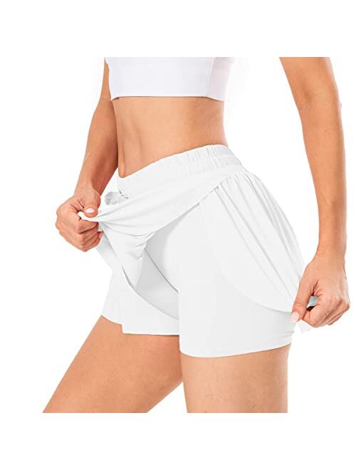 ZCXETP Flowy Shorts, 2 in 1 Butterfly Shorts High Waisted Athletic Shorts for Women Workout Running Biker Tennis Yoga Gym Shorts
