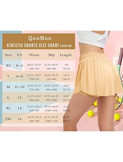 Qoonoo 2 in 1 Flowy Athletic Shorts for Women Casual Butterfly Running Athletic Shorts Workout Active Yoga Shorts with Pockets