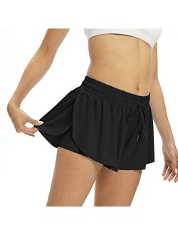 myflowygirl Flowy Workout Shorts Womens Gym Yoga Athletic Running Sweat Spandex Cute Tennis Skirt High Waisted Clothes Summer