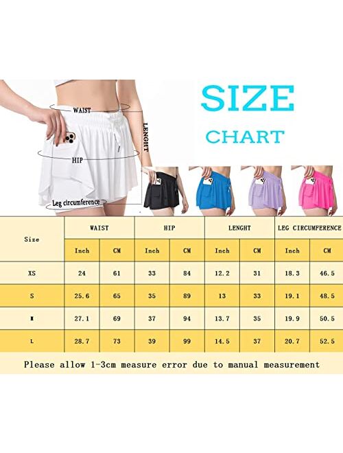 XCGHED Flowy Shorts, 2 in 1 Butterfly Shorts HighWaisted Athletic Shorts for Women Workout Biker Running Yoga Gym Tennis