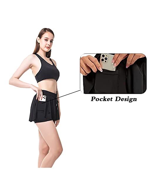 GYMSPT 2 in 1 Flowy Running Shorts Casual Summer Athletic Workout Biker Shorts Womens Butterfly Shorts Tennis Skirts