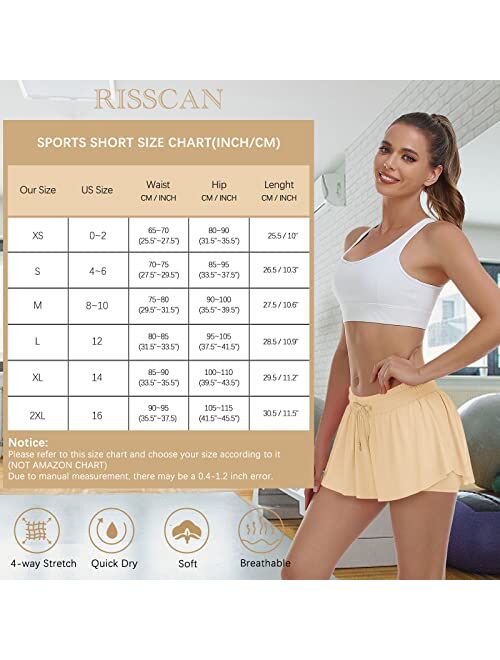 Risscan Womens 2 in 1 Flowy Athletic Shorts with Pocket Butterfly Running Workout Shorts Sweat Spandex Lounge Gym Yoga Summer Skirts