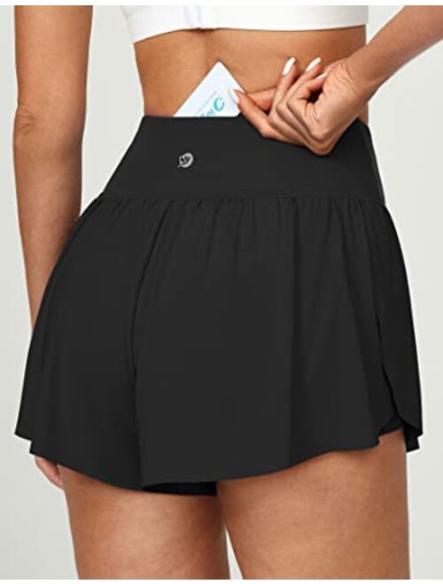 IUGA 2 in 1 Flowy Shorts Butterfly Shorts Crossover Running Shorts for Women High Waisted Athletic Skort Preppy Clothes