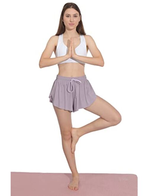 Hody Lovy Womens Butterfly Flowy Shorts for Summer Cute Preppy Skirt Shorts Athletic Workout Running Gym Shorts with Pocket