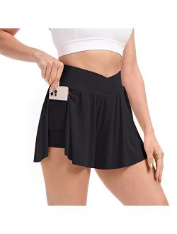 Blaosn Flowy Shorts for Women Gym Yoga Athletic Workout Running Spandex Lounge Comfy Sweat Cross Skirt Summer Clothes