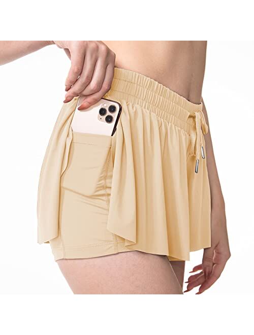 YLDUJ AMUM Womens Flowy Shorts with Pockets