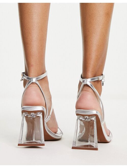 River Island mules with flared heel in silver