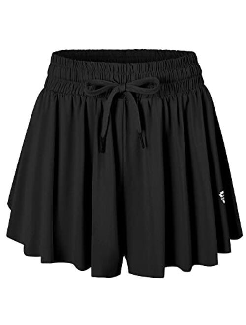 Allonly Womens Flowy Shorts Butterfly Shorts Body Fitness Flow Shorts Running Workout Yoga Spandex Lounge Sweat Short Skirt
