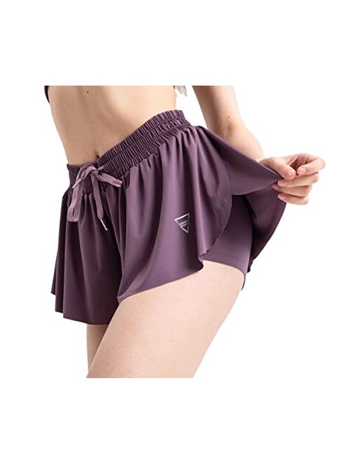 Cookayler Womens Athletic Butterfly Shorts Flowy Running Skirts Summer Casual Biker Yoga Gym Tennis Workout High Waisted Spandex Skorts