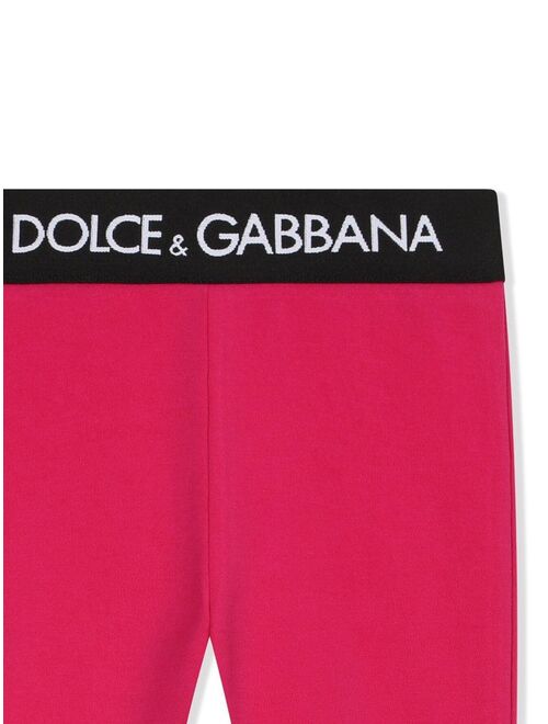 Dolce & Gabbana Kids logo-waistband cotton leggings