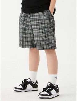 Boys Plaid Elastic Waist Shorts