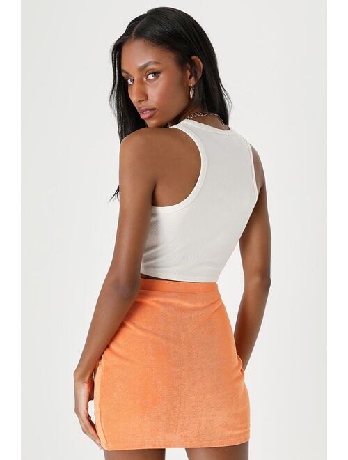 Lulus Commotion Maker Orange Twist-Front High-Waisted Mini Skirt