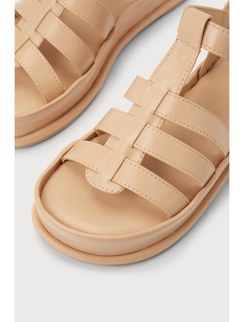 Lulus Talea Light Nude Flatform Buckle Sandals