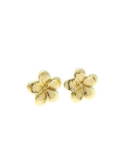 14K solid yellow gold Hawaiian 7mm plumeria flower stud earrings