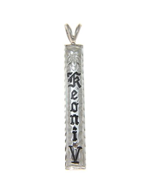 Arthur's Jewelry 925 Sterling Silver Custom Made Personalized Name Black Enamel Hawaiian Heirloom 6mm Pendant