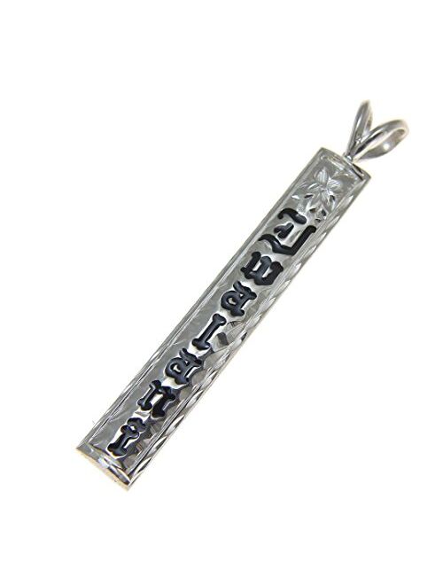 Arthur's Jewelry 925 Sterling Silver Custom Made Personalized Name Black Enamel Hawaiian Heirloom 6mm Pendant
