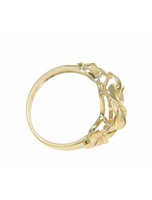 Arthur's Jewelry 14K solid yellow gold 15mm Hawaiian single plumeria flower cz ring