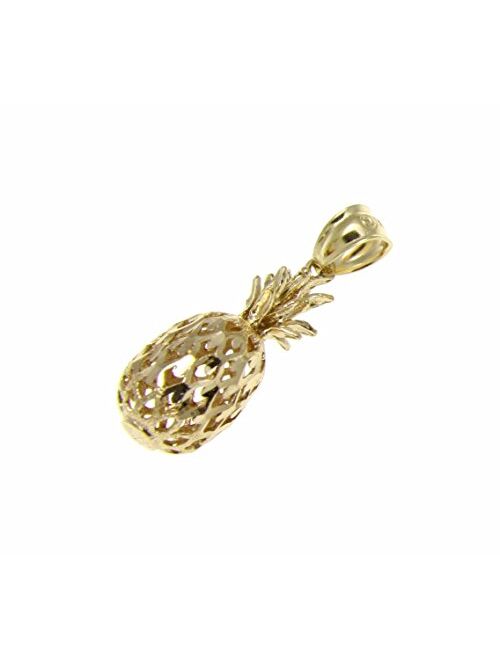 Arthur's Jewelry 14K Solid Yellow Gold Hawaiian Diamond Cut Pineapple Charm Pendant 7.5mm