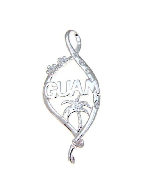 Arthur's Jewelry 925 Sterling Silver Guam Palm Tree Flower cz Slider Pendant