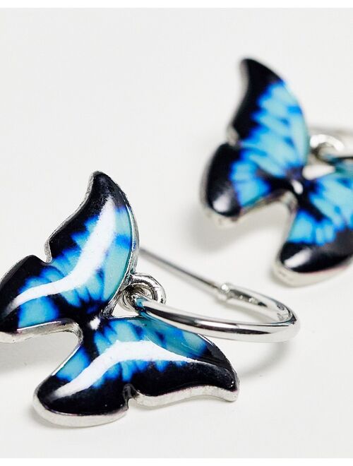 River Island huggie hoops with butterfly shape charm