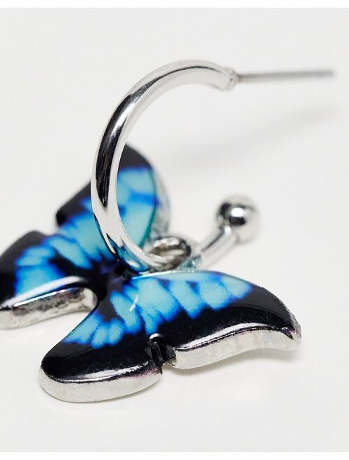 River Island huggie hoops with butterfly shape charm
