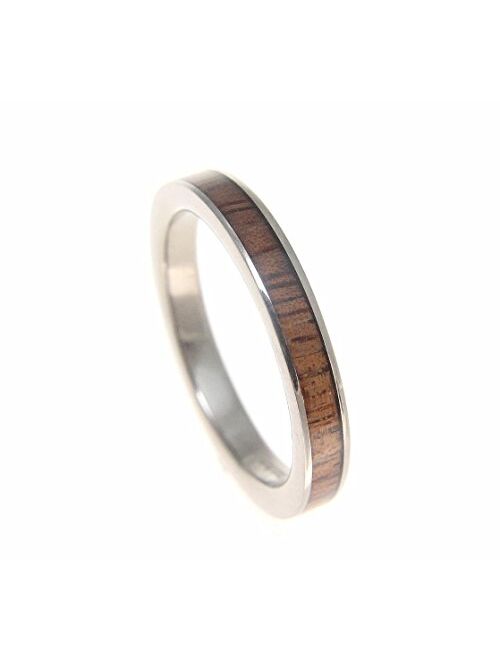 Arthur's Jewelry Genuine Inlay Hawaiian koa Wood Wedding Band Ring Titanium 3mm
