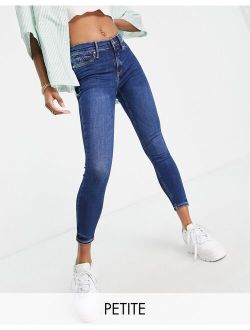 Petite Molly mid rise skinny jeans in dark blue