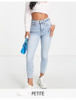 Petite high rise skinny jeans in light blue