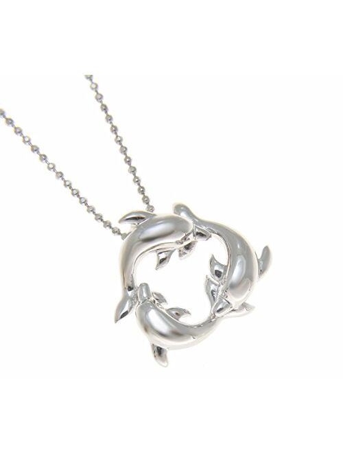 Arthur's Jewelry 925 Sterling Silver Hawaiian Swimming Dolphin Circle Charm Pendant 21mm
